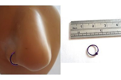 Purple Titanium over Sterling Silver Thin Nose Hoop Ring 22 gauge 22g 7mm - I Love My Piercings!