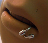 Twisted Steel Bottom Side of Lip Ring Piercing 16g 16 gauge 8mm Hoop - I Love My Piercings!