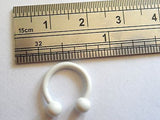 White Titanium Plated Ball Septum Half Hoop Horseshoe Ring 14 gauge 14g - I Love My Piercings!