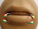 Rasta Snake Bites Lip Piercings Horseshoes Half Hoop Balls 16 gauge 16g - I Love My Piercings!