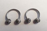Zebra Stripe Surgical Steel Snake Bites Lip Rings Circulars 16 gauge 16g 9mm - I Love My Piercings!