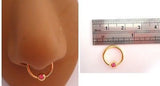 Gold Titanium Captive Pink Crystal Bead Hoop Nose Septum Ring 16 gauge 16g - I Love My Piercings!