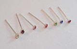 Sterling Silver Pronged Claw Set Nose Studs Straight Pins Ubend  22g 22 gauge - I Love My Piercings!