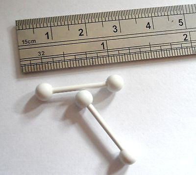 Pair 2 piece White TITANIUM Straight Barbells Nipple Rings Posts 14 gauge 14g - I Love My Piercings!