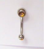 Surgical Steel VCH Hood Gem Top Curved Barbell Amber Crystal 14 gauge 14g - I Love My Piercings!