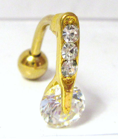 18k Gold Plated Clear Crystal VCH Clitoral Clit Hood 14 gauge 14g - I Love My Piercings!