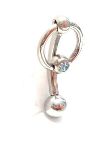 Light Blue Gem Small Hoop Dangle Barbell Bar VCH Jewelry Clit Clitoral Hood Ring 14 gauge - I Love My Piercings!