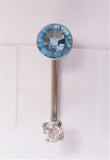 Internally Threaded Aqua Clear Flat Gem CZ VCH Jewelry Clitoral Hood 14 gauge - I Love My Piercings!