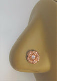 18k Rose Gold Plated Vintage Flower Nose Bent L Shape Stud Pin Post 20 gauge 20g