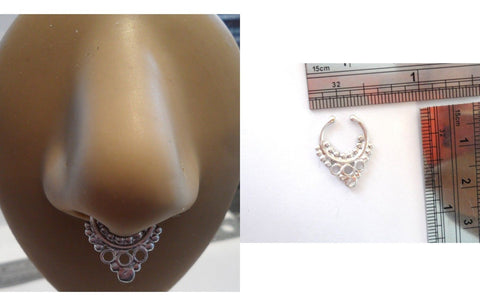 Pearlized Silver Fake Faux Champange Ornate Septum Hoop Barbell Ring 18 gauge - I Love My Piercings!