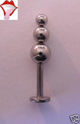 New Steel TRIPLE TIERD BALL Labret Lip Ring 14 gauge - I Love My Piercings!