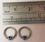 Surgical Steel Dark Blue Gem Crystal Small Hoops Tragus Rook Piercing 16 gauge 16g - I Love My Piercings!