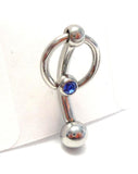 Dark Blue Gem Small Hoop Dangle Barbell Bar VCH Jewelry Clit Clitoral Hood Ring 14 gauge - I Love My Piercings!