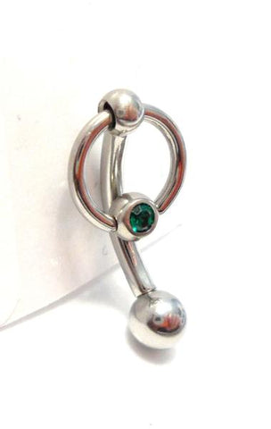 Dark Green Gem Small Hoop Dangle Barbell Bar VCH Jewelry Clit Clitoral Hood Ring 14 gauge - I Love My Piercings!