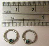 Surgical Steel Dark Green Gem Crystal Small Hoops Tragus Rook Piercing 16 gauge - I Love My Piercings!