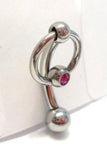 Dark Pink Gem Small Hoop Dangle Barbell Bar VCH Jewelry Clit Clitoral Hood Ring 14 gauge - I Love My Piercings!