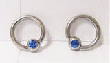 Surgical Steel Dark Blue Gem Crystal Small Hoops Tragus Rook Piercing 16 gauge 16g