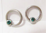 Surgical Steel Dark Green Gem Crystal Small Hoops Tragus Rook Piercing 16 gauge - I Love My Piercings!