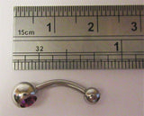 Surgical Steel VCH Hood Gem Top Curved Barbell Fuschia Crystal 14 gauge 14g - I Love My Piercings!