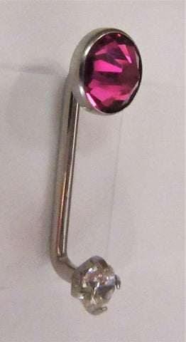 Internally Threaded Fuschia Clear Flat Gem CZ VCH Jewelry Clitoral Hood 14 gauge - I Love My Piercings!