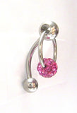 Fushia Crystal Ball Dangle Bar VCH Jewelry Clit Clitoral Hood Ring 14 gauge 14g - I Love My Piercings!