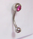 Surgical Steel VCH Hood Gem Top Curved Barbell Fuschia Crystal 14 gauge 14g - I Love My Piercings!