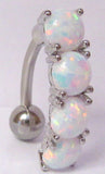 Steel Curved Barbell White Opalite Clit Clitoral Hood VCH Jewelry Ring 14 gauge 14g