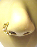 18K Yellow Gold Plated Nose Hoop Stud Clear Gem Swirl Wrapped Crystal 20 gauge - I Love My Piercings!