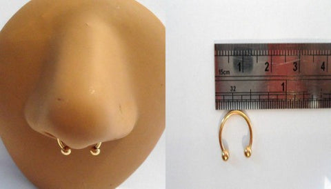 Nose Ring SEPTUM Nostril Gold Half Hoop Circular 16 gauge 16g 10mm diameter - I Love My Piercings!