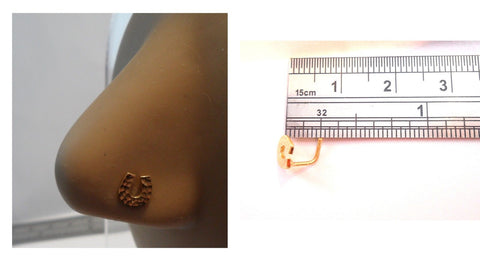 18k Gold Plated Nose Stud Pin Ring L Shape Lucky Horseshoe 20g 20 gauge - I Love My Piercings!