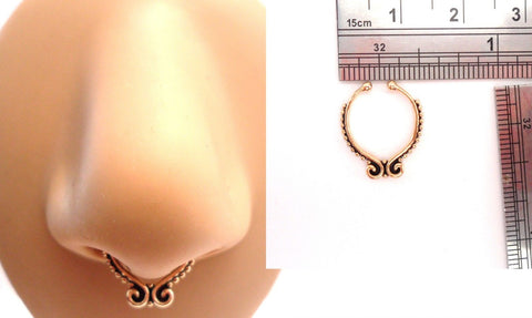 Gold Plated Fake Faux Double Swirl Septum Hoop Barbell Ring Looks 16 gauge - I Love My Piercings!