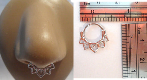 Surgical Steel Silver Beaded Heart Septum Hoop Ring Jewelry Snap In 18 gauge - I Love My Piercings!