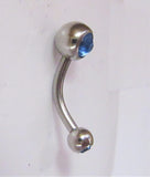 Surgical Steel VCH Hood Gem Top Curved Barbell Light Blue Crystal 14 gauge 14g - I Love My Piercings!