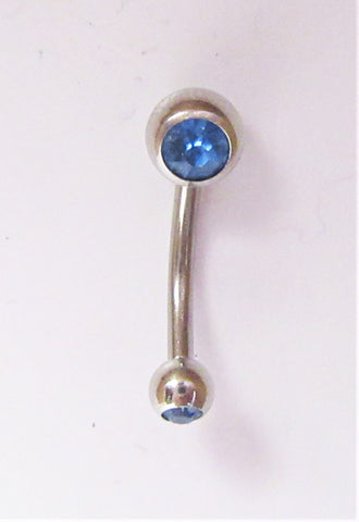 Surgical Steel VCH Hood Gem Top Curved Barbell Light Blue Crystal 14 gauge 14g - I Love My Piercings!