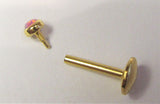 18k Gold Plated Pink Opal Stud Post Lip Tragus Cartilage Ring 16 gauge 16g