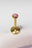 18k Gold Plated Pink Opal Stud Post Lip Tragus Cartilage Ring 16 gauge 16g