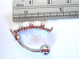 Steel Curved Barbell White Opalite Clit Clitoral Hood VCH Jewelry Ring 14 gauge 14g