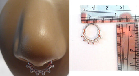 Surgical Steel Silver Ornate Beaded Septum Hoop Ring Jewelry Snap In 18 gauge - I Love My Piercings!