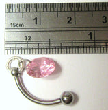 Surgical Steel Barbell Clear Pink Crystal Gem VCH Clitoral Clit Hood 14 gauge - I Love My Piercings!