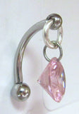 Surgical Steel Barbell Clear Pink Crystal Gem VCH Clitoral Clit Hood 14 gauge - I Love My Piercings!