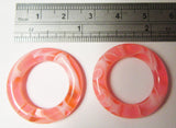 Pair Pink Marble Light Acrylic Seamless Segment Hoops Rings Plugs 4 gauge 4g