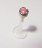 Flexible Metal Sensitive Pink Opalite Stud Post 16 gauge 16g 10 mm Long - I Love My Piercings!