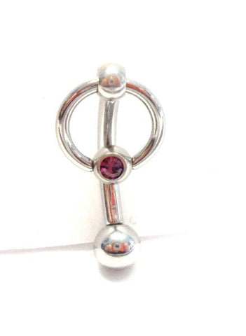 Purple Gem Small Hoop Dangle Barbell Bar VCH Jewelry Clit Clitoral Hood Ring 14 gauge - I Love My Piercings!