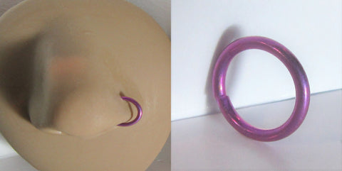 Light Purple Niobium Seamless Continuous Nose Nostril Hoop Ring 16 gauge 16g