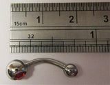 Surgical Steel VCH Hood Gem Top Curved Barbell Red Crystal 14 gauge 14g - I Love My Piercings!