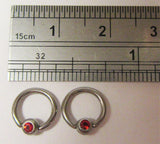 Surgical Steel Red Gem Crystal Small Hoops Tragus Rook Piercing 16 gauge 16g - I Love My Piercings!