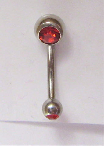 Surgical Steel VCH Hood Gem Top Curved Barbell Red Crystal 14 gauge 14g - I Love My Piercings!