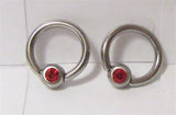 Surgical Steel Red Gem Crystal Small Hoops Tragus Rook Piercing 16 gauge 16g