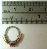 18K Rose Gold Plated Nose Hoop Stud Clear Gem Solitaire Crystal 18 gauge 18g
