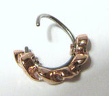 18K Rose Gold Plated Nose Hoop Stud Clear Gem Swirl Wrapped Crystal 20 gauge - I Love My Piercings!